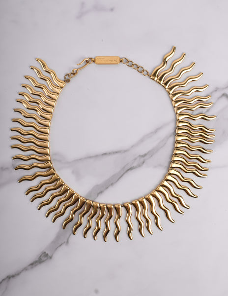 Yves Saint Laurent Vintage Numbered Golden Sunburst Ray Necklace