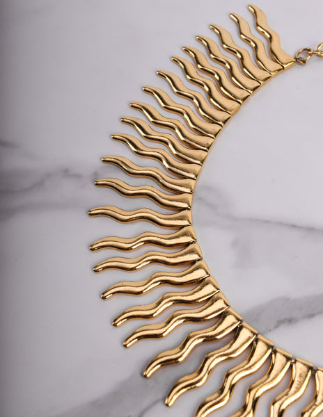 Yves Saint Laurent Vintage Numbered Golden Sunburst Ray Necklace