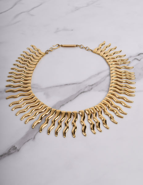 Yves Saint Laurent Vintage Numbered Golden Sunburst Ray Necklace