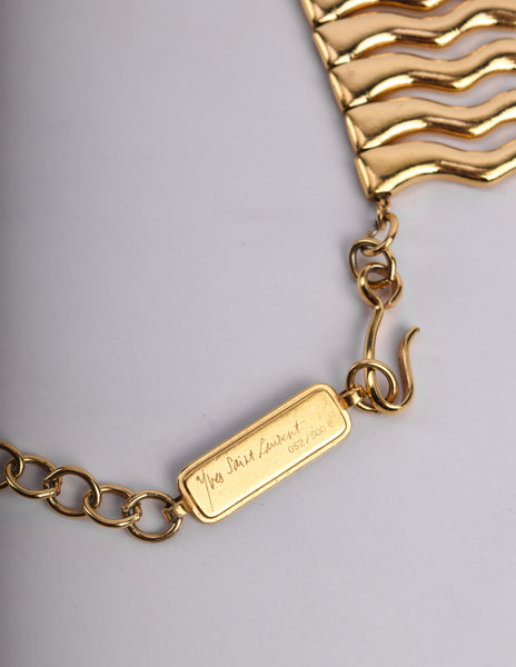 Yves Saint Laurent Vintage Numbered Golden Sunburst Ray Necklace