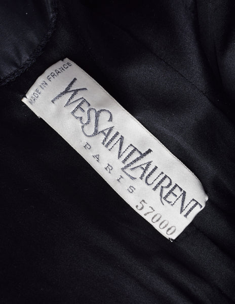 Yves Saint Laurent Vintage Haute Couture AW 1984 Black and Green Velvet Flocked Crinkled Silk Taffeta Gown