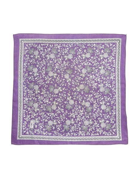 Yves Saint Laurent Vintage 1970s Purple White Floral Print Cotton Voile Scarf