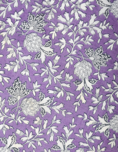 Yves Saint Laurent Vintage 1970s Purple White Floral Print Cotton Voile Scarf