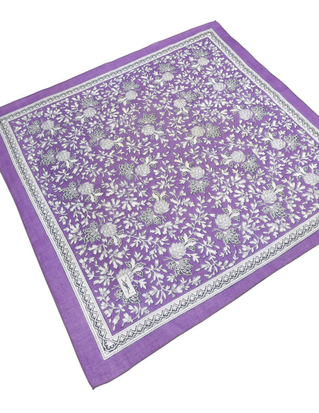 Yves Saint Laurent Vintage 1970s Purple White Floral Print Cotton Voile Scarf