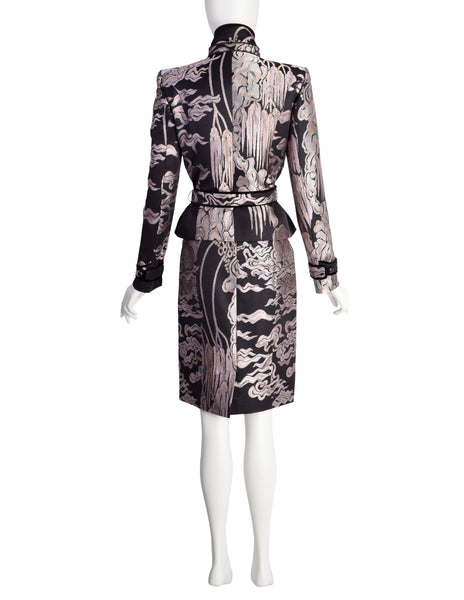 Yves Saint Laurent by Tom Ford Vintage AW2004 Iconic Chinoiserie Scenic Jacquard Jacket Skirt Suit