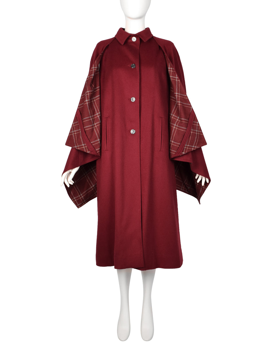 Hermes Vintage 1970s Burgundy Wool Inverness Cape – Amarcord