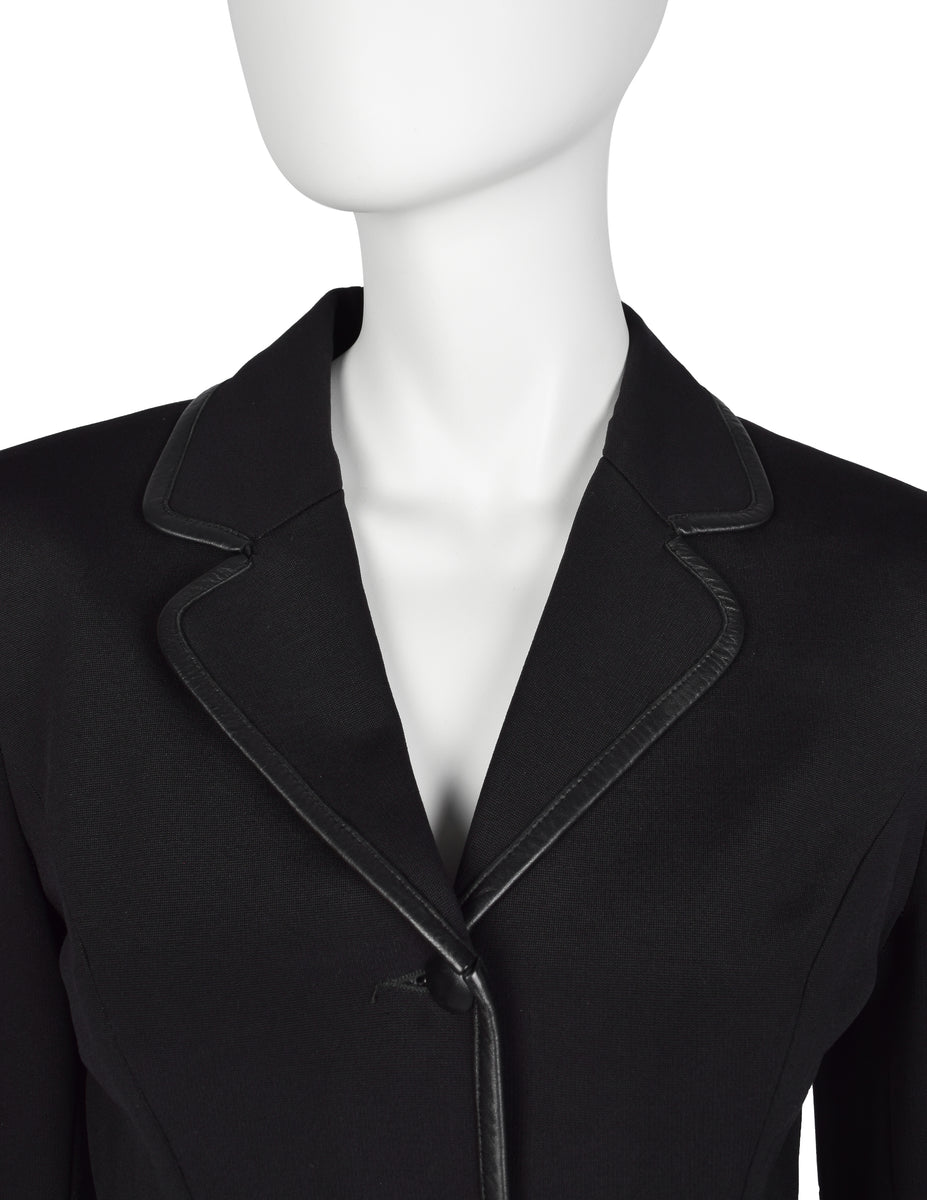 Plein Sud Vintage 1990s Black Neoprene and Leather Jacket
