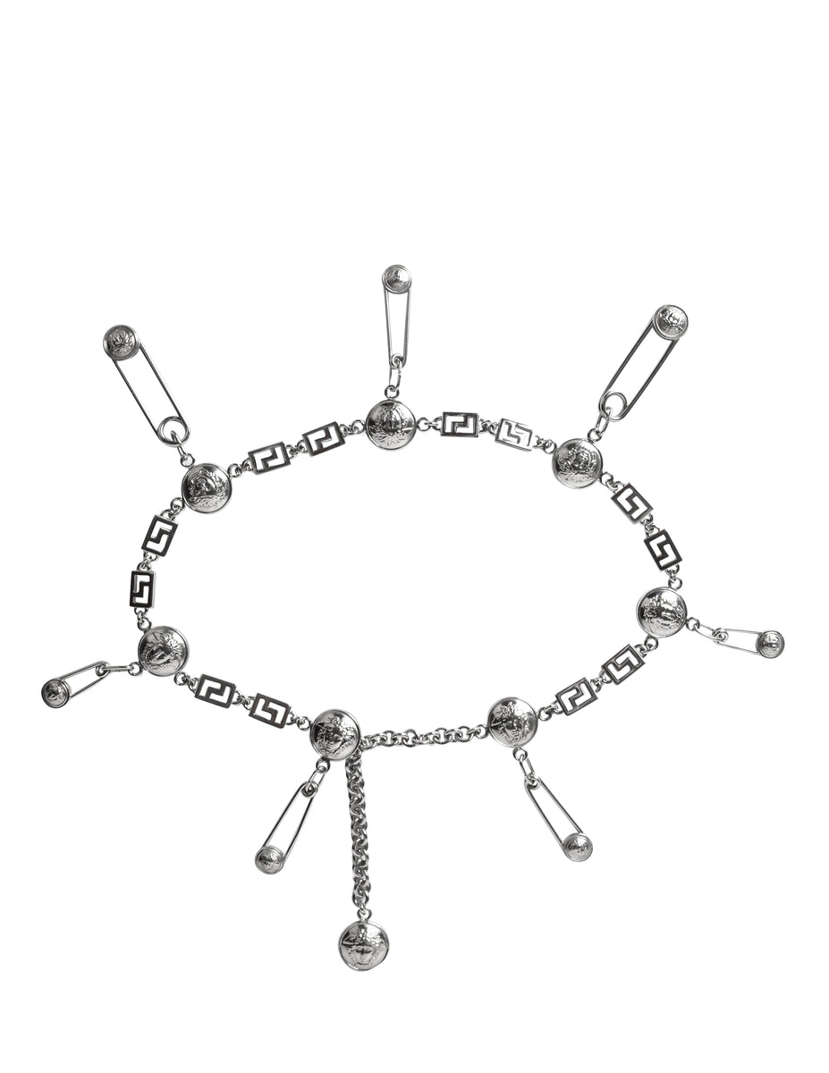 Versace Vintage SS 1994 Iconic Silver Medusa Safety Pin Chain Belt