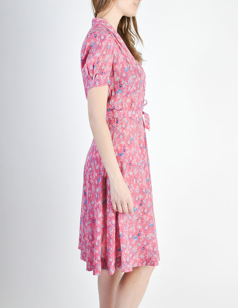 Vintage 1940s Pink Floral Dress