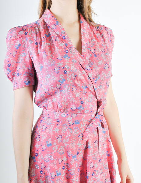 Vintage 1940s Pink Floral Dress