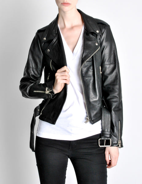 Amarcord Vintage Fashion Recycled Leather Motorcycle Jacket