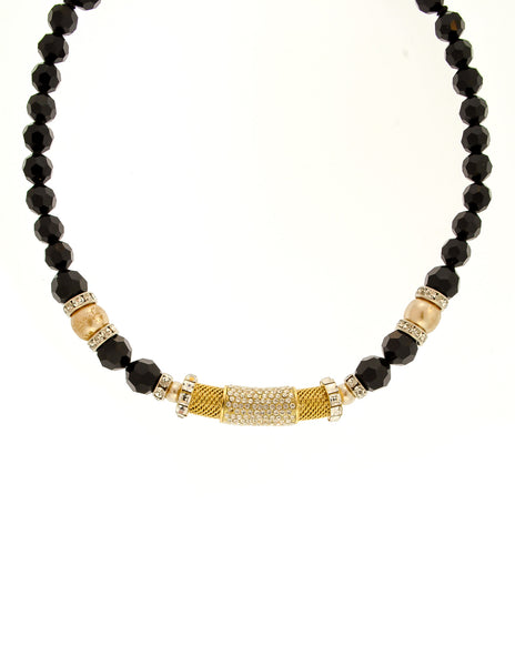 Balenciaga Vintage Black & Gold Rhinestone Necklace