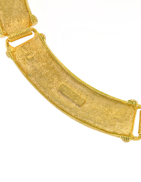 Balenciaga Vintage Seafoam Enamel Gold Choker Necklace