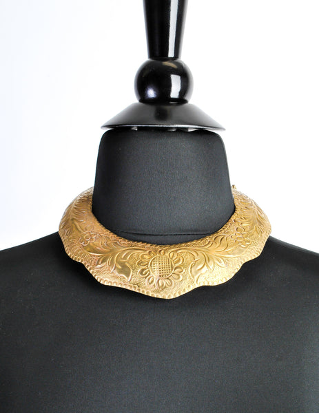 Vintage Brass Tin Tribal Choker Necklace