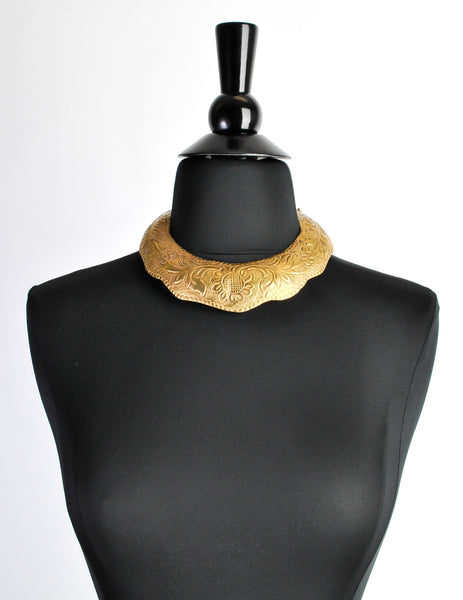 Vintage Brass Tin Tribal Choker Necklace