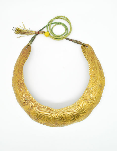 Vintage Brass Tin Tribal Choker Necklace