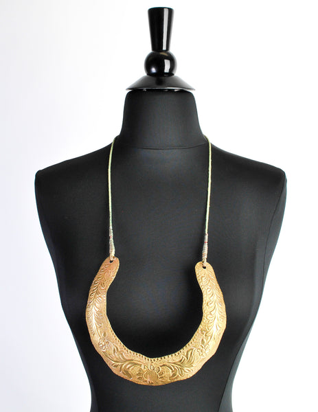 Vintage Brass Tin Tribal Choker Necklace
