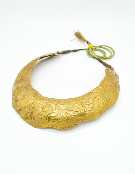 Vintage Brass Tin Tribal Choker Necklace