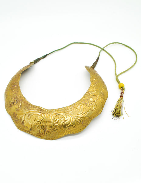 Vintage Brass Tin Tribal Choker Necklace