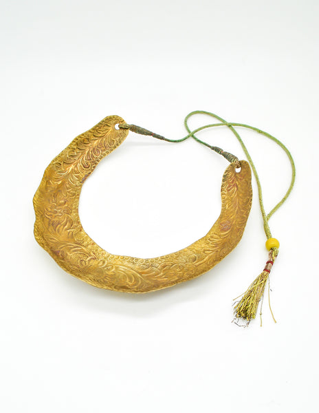 Vintage Brass Tin Tribal Choker Necklace