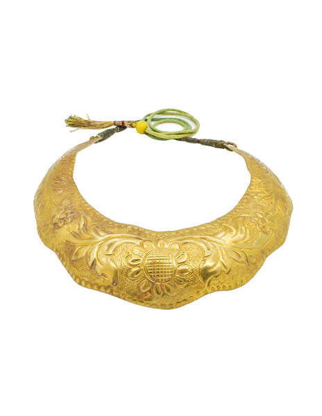 Vintage Brass Tin Tribal Choker Necklace