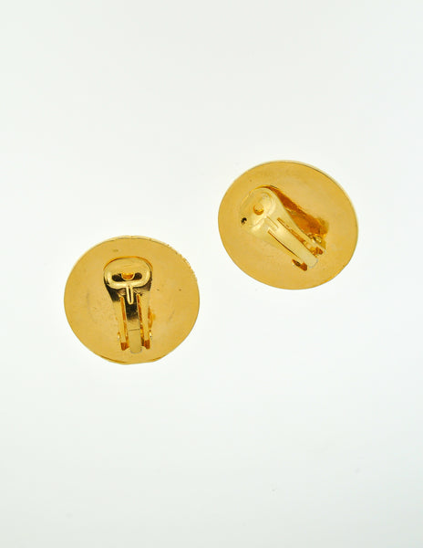 Celine Vintage Gold Rhinestone Orb Earrings