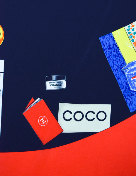 Chanel Vintage Artist Novelty Print Colorful Massive Oversized Silk Scarf