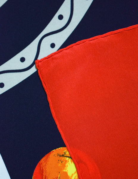 Chanel Vintage Artist Novelty Print Colorful Massive Oversized Silk Scarf