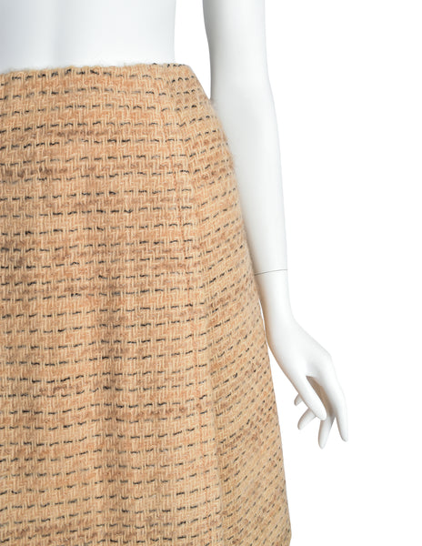 Chanel Vintage 1960s Haute Couture Beige and Peach Wool Suit Skirt