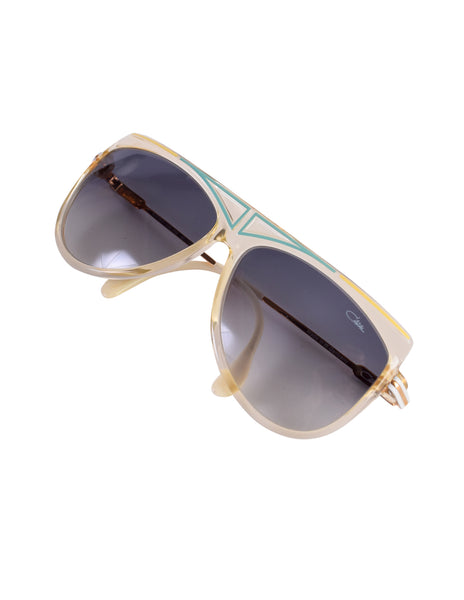 Cazal Vintage 855 222 Yellow Cream Seafoam Gold Sunglasses