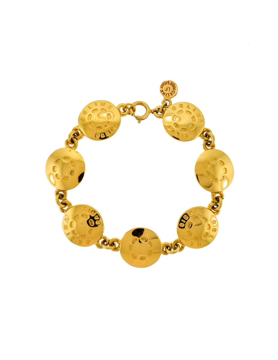 Celine Vintage Gold Button Motif Bracelet – Amarcord Vintage Fashion
