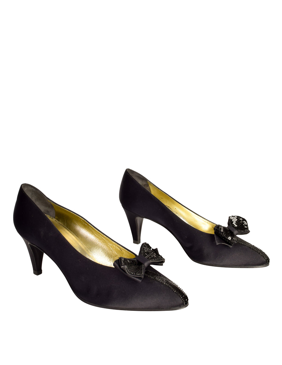 Satin black heels top