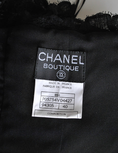 Chanel Vintage Black Lace Floral Bralette Bustier Top