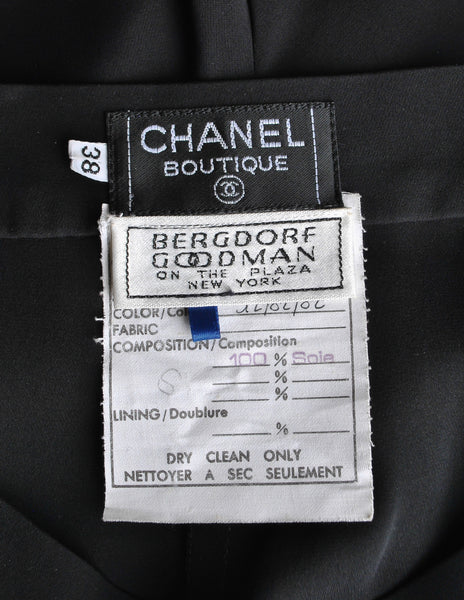 Chanel Vintage Black Silk Chiffon Tie Top & Palazzo Pant Ensemble