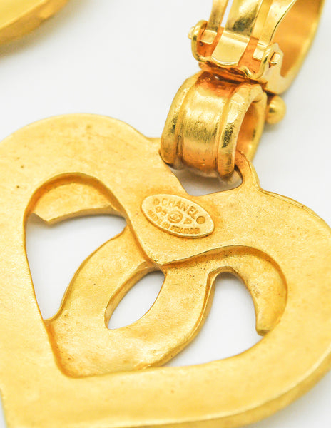 Chanel Vintage CC Logo Heart Earrings