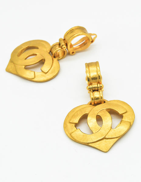 Chanel Vintage CC Logo Heart Earrings