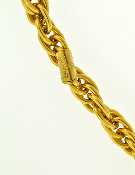 Chanel Vintage Gold Rhinestone CC Logo Necklace