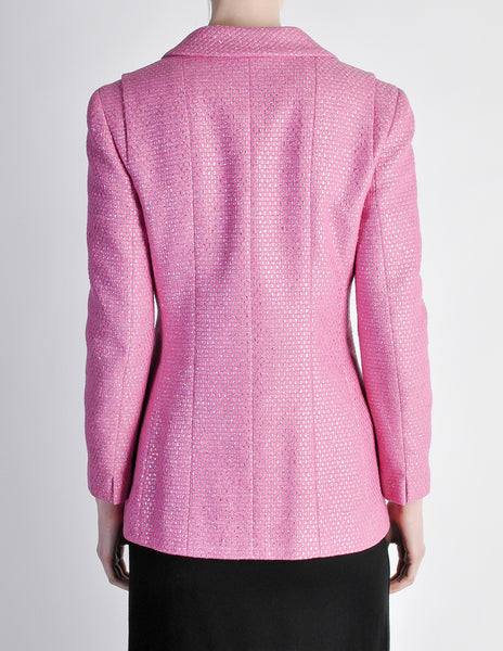 Chanel Vintage Hot Pink Wool & Silk Metallic Blazer