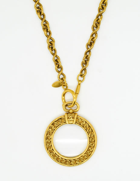 Chanel Vintage Gold Magnifying Glass Loupe Necklace
