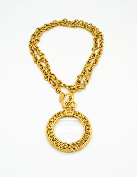 Chanel Vintage Gold Magnifying Glass Loupe Necklace