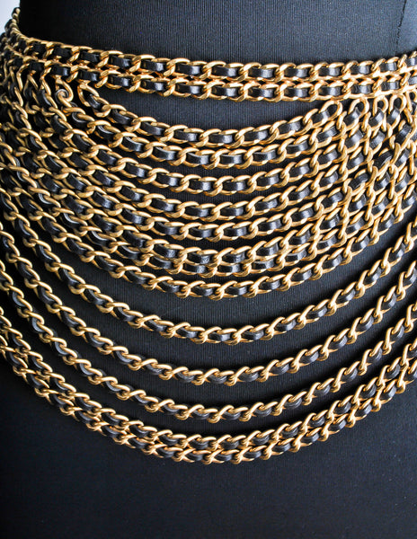 Chanel Vintage Runway Black/Gold Multi-Strand Chain Belt
