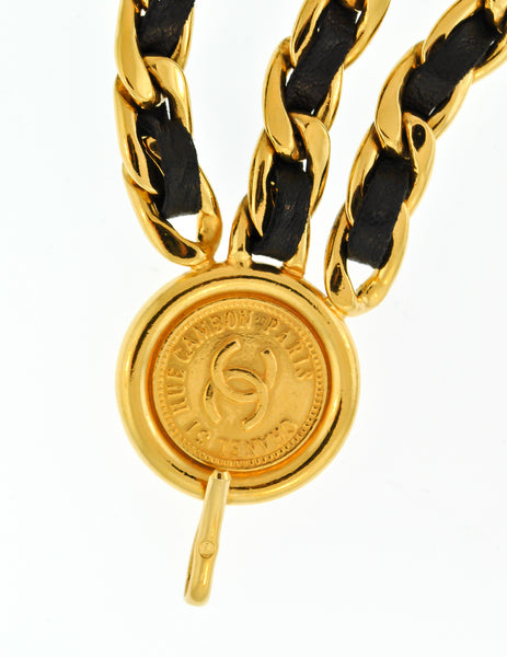 Chanel Vintage Black & Gold Triple Row Chain Belt