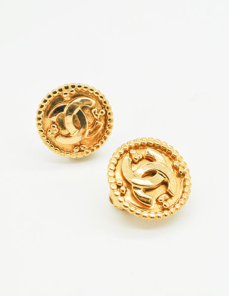 Chanel Vintage Gold CC Logo Earrings