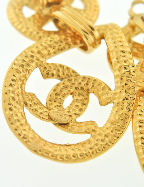 Chanel Vintage Gold CC Logo Teardrop Earrings