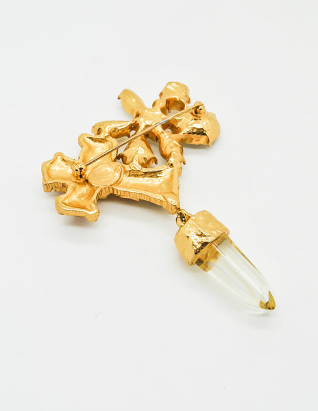 Christian Lacroix Vintage Gold Cross Prism Brooch