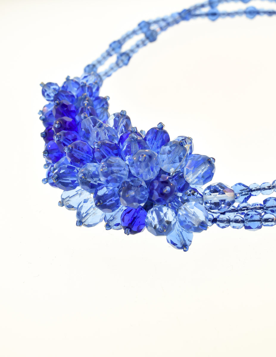 Coppola e Toppo Vintage Frosty Blue Crystal Bead Necklace