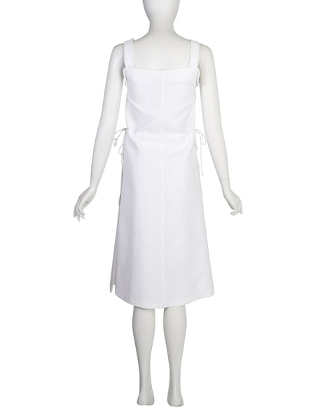 Courreges Vintage 1970s Bright White Cotton Pique Mod Style Dress