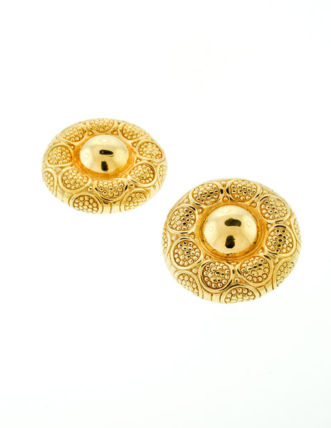 Christian Dior Gold Medallion Earrings