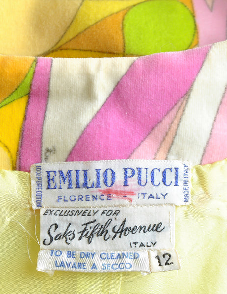 Emilio Pucci Vintage Op Art Print Velvet Coat