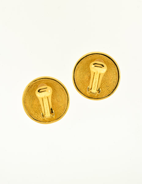 Christian Dior Vintage Gold CD Logo Dome Earrings